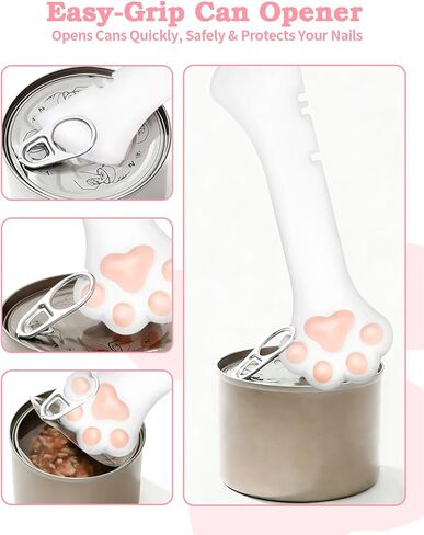 6 PCS Cat Food Can Covers Set, Reusable Silicone Can Lids with Opener, Stainless Steel Wet Food Spoon & Cat Treat Squeezer for Pet Feeding and Storage, Fits Cats & Dogs in Kuwait