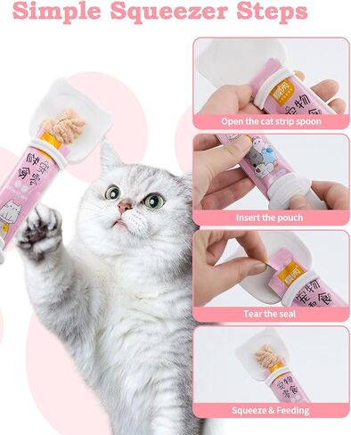 6 PCS Cat Food Can Covers Set, Reusable Silicone Can Lids with Opener, Stainless Steel Wet Food Spoon & Cat Treat Squeezer for Pet Feeding and Storage, Fits Cats & Dogs in Kuwait