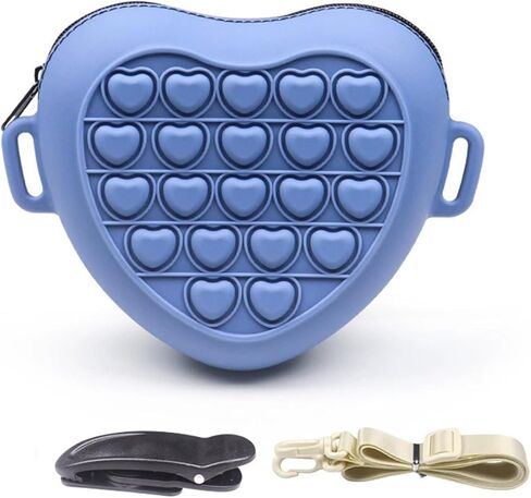 حقيبة علاج الكلاب من السيليكون مع حزام كتف ومشبك للخصر، إغلاق بسحاب لتجنب الانسكاب، أكياس علاج لتدريب الحيوانات الأليفة (أزرق) in Kuwait