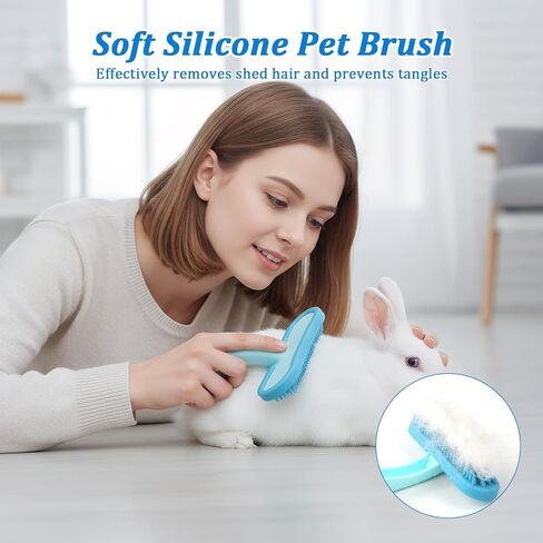 Guinea Pig and Bunny Brush, Beauty Silicone Brush, Soft Smoothing Dog Brush, Shedding Season Helps Untangle Mats and Comb Loose Fur for Chinchillas, Bunnys, Guinea Pigs and Puppies (Blue) in Kuwait