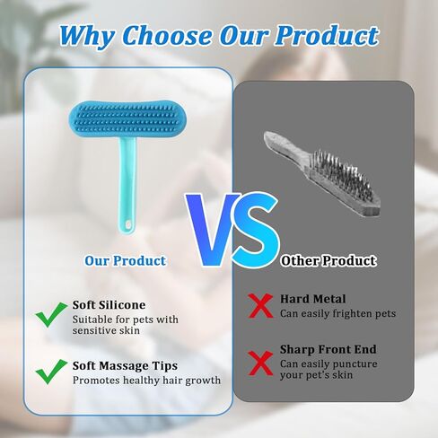 Guinea Pig and Bunny Brush, Beauty Silicone Brush, Soft Smoothing Dog Brush, Shedding Season Helps Untangle Mats and Comb Loose Fur for Chinchillas, Bunnys, Guinea Pigs and Puppies (Blue) in Kuwait