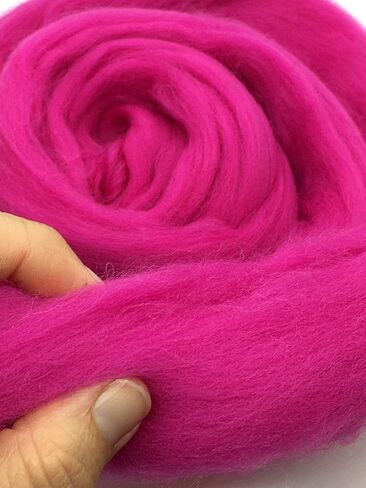 4 oz Hot Pink Merino Wool Top Roving Fiber Spinning, Felting Crafts USA (4 ounce) in Saudi Arabia