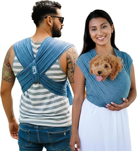 حامل القطط والكلاب المضاد للقلق من Pet K'tan - حمالة أمامية بدون استخدام اليدين قابلة للتعديل للحيوانات الأليفة والجراء الصغيرة والمتوسطة التي يصل وزنها إلى 20 رطلاً | باوكوامارين | صغير in Kuwait