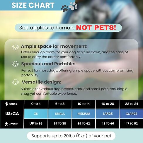 Pet K’tan Anti Anxiety Wearable Cat & Dog Carrier – Hands-Free Front Facing Adjustable Pet Cuddler Sling for Small to Medium Pets & Puppies up to 20 lbs | Pawquamarine | Small in Saudi Arabia