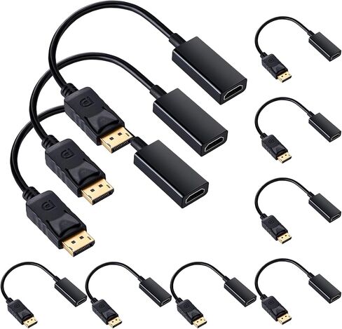 تشوانغدي 20 قطعة من محول ديسبلاي بورت (DP) الى HDMI، كيبل عرض احادي الاتجاه الى HDMI ذكر الى انثى لمنفذ عرض قياسي للكمبيوتر واللابتوب ونقل 4K وشاشة العرض وشاشة التلفزيون in Kuwait