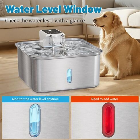 Wireless Dog Water Fountain - Dog Water Bowl Dispenser, 7L/236oz Large Capacity Stainless Steel Cat Fountain with Motion Sensor, Auto Water Dispenser for Multi-Pet Home (Square+5 Filters+5 Sponges) in Saudi Arabia