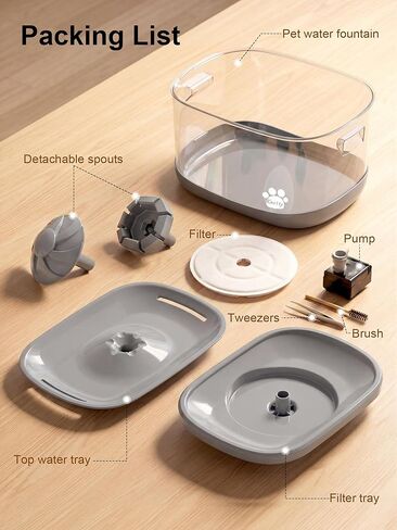 Kastty 9.5L Dog Water Fountain for Large Dogs,2.5Gal Large Capacity Pet Water Fountain with 3 Flow Modes, Automatic Quite Dog Water Bowl Dispenser with Water Window & LED,Easy to Clean(FS82,Grey) in Saudi Arabia