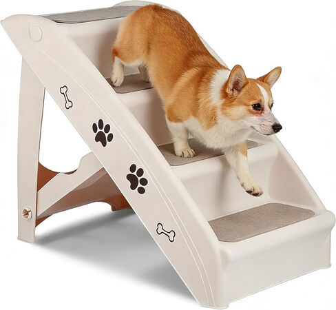 Pet Dog Stairs Foldable Nonslip Dog Steps for Small Pet Dogs Cats at Home and Vehicle Ramp Ladder for High Beds Sofa (Grey) in Kuwait