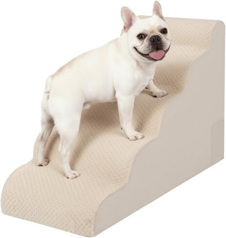 سلالم للكلاب الصغيرة بارتفاع 38.1 سم، منحدر لخطوات الكلاب بثلاث خطوات للأريكة والكرسي مع غطاء قابل للغسل مضاد للانزلاق وإسفنج متين عالي الكثافة، سلالم للحيوانات الأليفة للقطط، رمادي in Kuwait