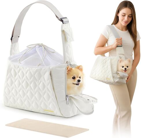 Dog Carrier Sling for Small Dogs, Front Cat Sling & Cats Up to 15 lbs, Puppy Sling with Adjustable Strap Front Zipper Pocket, Double Safety Feature, Hands Free for Travel in Saudi Arabia