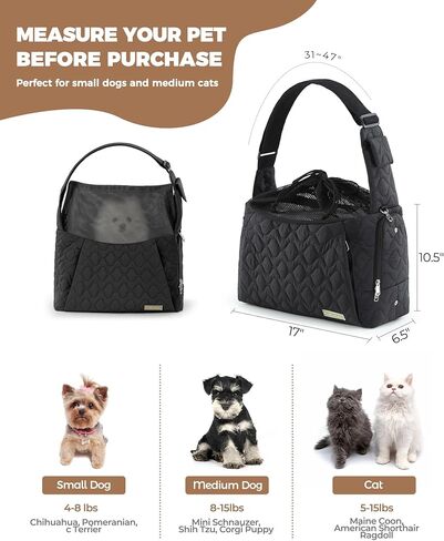 Dog Carrier Sling for Small Dogs, Front Cat Sling & Cats Up to 15 lbs, Puppy Sling with Adjustable Strap Front Zipper Pocket, Double Safety Feature, Hands Free for Travel in Saudi Arabia