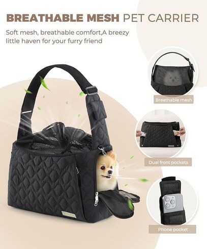 Dog Carrier Sling for Small Dogs, Front Cat Sling & Cats Up to 15 lbs, Puppy Sling with Adjustable Strap Front Zipper Pocket, Double Safety Feature, Hands Free for Travel in Saudi Arabia