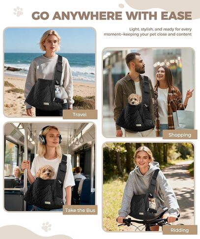 Dog Carrier Sling for Small Dogs, Front Cat Sling & Cats Up to 15 lbs, Puppy Sling with Adjustable Strap Front Zipper Pocket, Double Safety Feature, Hands Free for Travel in Saudi Arabia