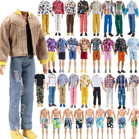 E-TING 10 Sets Casual Varsity Jacket Set= 5 Sets Casual Outfit for 12″ Boy Doll with 5 Pairs Shoes (Vintage Lightweight Suede Bomber Jackets+ Casual Wear Clothes ) in Saudi Arabia