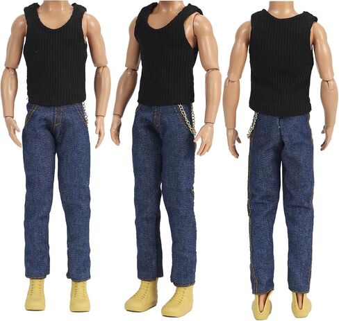 E-TING 10 Sets Casual Varsity Jacket Set= 5 Sets Casual Outfit for 12″ Boy Doll with 5 Pairs Shoes (Vintage Lightweight Suede Bomber Jackets+ Casual Wear Clothes ) in Saudi Arabia