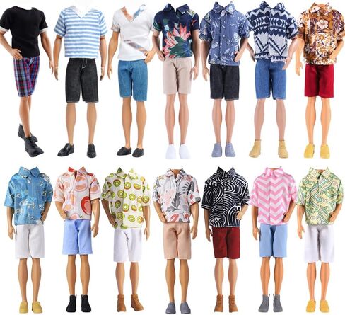 E-TING 10 Sets Casual Varsity Jacket Set= 5 Sets Casual Outfit for 12″ Boy Doll with 5 Pairs Shoes (Vintage Lightweight Suede Bomber Jackets+ Casual Wear Clothes ) in Saudi Arabia