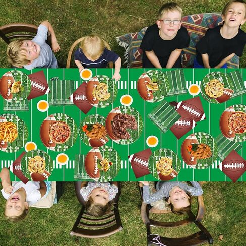 Supplies Kit Serve 26,Includes Dinner Plates,dessert paper plates, Napkins,Banner and Tablecloth for Birthday Party Decorations Football in Saudi Arabia