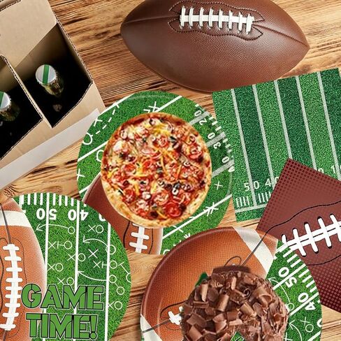 Supplies Kit Serve 26,Includes Dinner Plates,dessert paper plates, Napkins,Banner and Tablecloth for Birthday Party Decorations Football in Saudi Arabia