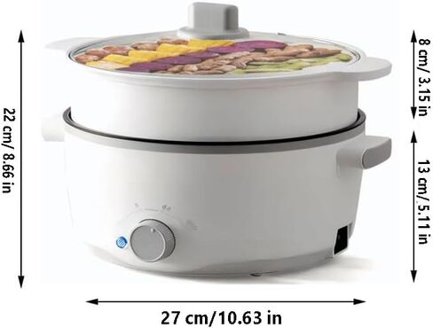 وعاء ساخن كهربائي مع باخرة، طباخ رامين 3 لتر، طباخ محمول، مقلاة غير لاصقة، مقلاة سوتيه (وعاء ساخن + باخرة) (وعاء ساخن + باخرة) in Kuwait