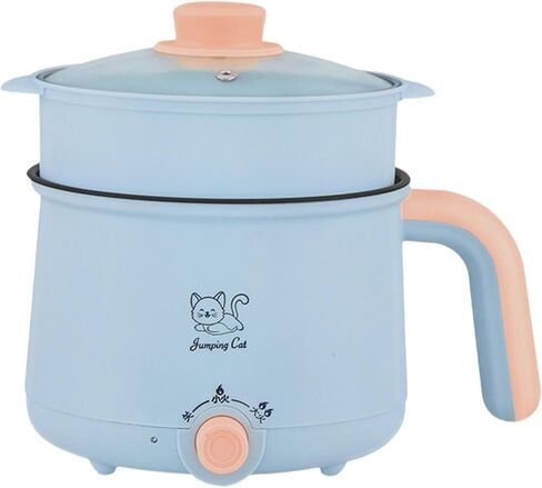 Electric Hot Pot 1.8L Ramen Cooker Cookware Multipurpose Soup Pot Noodles Pot Electric Cooker for Oatmeal Ramen Noodles Steak, Pot Steel Steamer in Kuwait