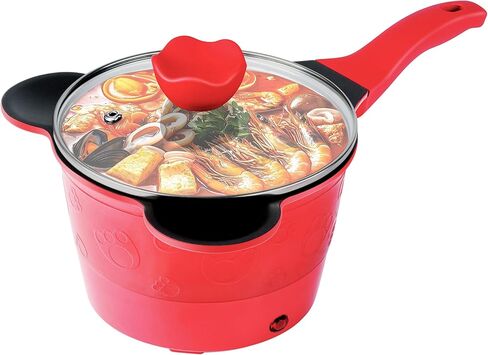 Electric Hot Pot 1.5L, Portable Mini Cooker for Ramen, Soup, Noodles & More – Fast Heating, Adjustable Temp, Non-Stick Pot, Auto Shutoff – Ideal for Dorms, Office, Travel in Saudi Arabia