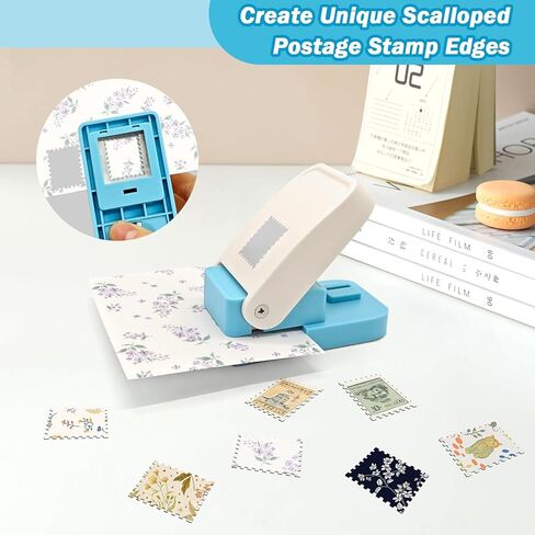 Stamp Punch， 1x0.8 Inch Rectangular Postage Stamp Puncher with Scalloped Edge， Perfect for Square Hole Punch Projects， Scrapbook Supplies， Card Making， DIY Gift Tags in Kuwait