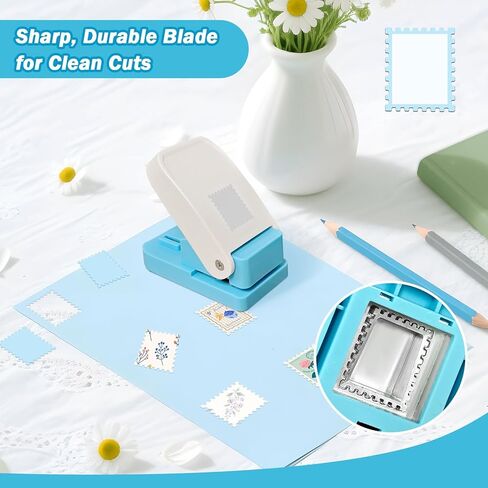 Stamp Punch， 1x0.8 Inch Rectangular Postage Stamp Puncher with Scalloped Edge， Perfect for Square Hole Punch Projects， Scrapbook Supplies， Card Making， DIY Gift Tags in Kuwait