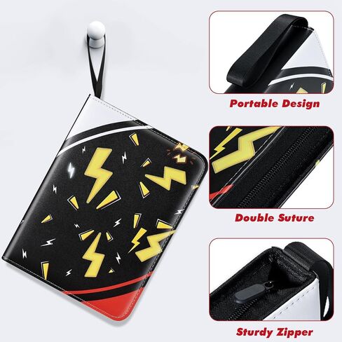 Trading Card Binder, 4 Pocket 400 Cards Holder with 50 Removable Sleeves Display Storage Collector Album Compatible with Pokemon Cards Football TCG Game Sports Cards Black Red in Saudi Arabia