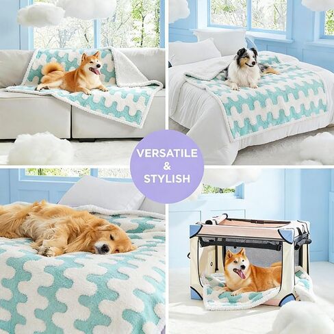 Waterproof Pet Blanket, Double Sided Couch Cover for Sofa Bed Furniture, Protector Cover for Small Medium Large Dogs Cats, 27.5"×19.7", Wave Blue in Saudi Arabia