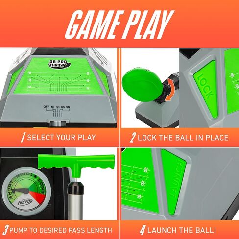 Nerf QB Pro Foam Football Passer - قاذفة كرات صغيرة لممارسة الأطفال + الألعاب - ممر كرة قدم ممتع للشباب في الهواء الطلق - كرة إسفنجية مقاس 8.5 بوصة متضمنة in Kuwait