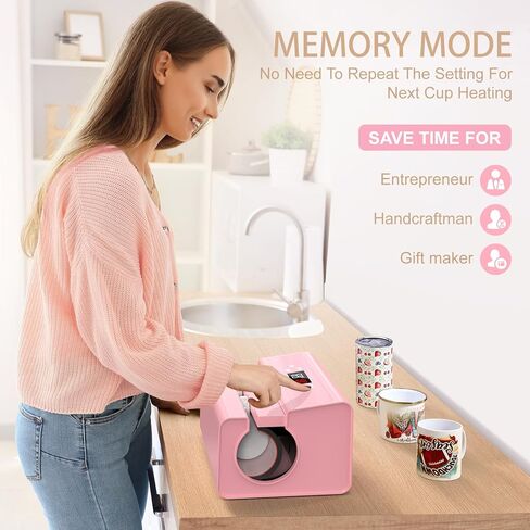 Whubefy Auto Tumbler Heat Press، مكبس حراري للكوب الوردي لتسخين 10-30 أونصة 2.9-3.34 بوصة متساوي وسريع، للاستخدام التجاري/المنزلي مع مجموعة المبتدئين، التسامي للأكواب والبرطمان الزجاجي والعلب والأكواب in Saudi Arabia