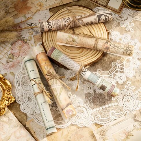 400Pcs Scrapbook Supplies Kit,4 Pack Vintage Decorative Paper Scrapbooking Supplies for Bullet Journal, Junk Journal, Planner, Collage Card Making，Retro Crafts，Aesthetic DIY Craft Embellishments in Kuwait