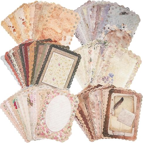 400Pcs Scrapbook Supplies Kit,4 Pack Vintage Decorative Paper Scrapbooking Supplies for Bullet Journal, Junk Journal, Planner, Collage Card Making，Retro Crafts，Aesthetic DIY Craft Embellishments in Kuwait