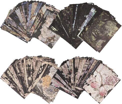 400Pcs Scrapbook Supplies Kit,4 Pack Vintage Decorative Paper Scrapbooking Supplies for Bullet Journal, Junk Journal, Planner, Collage Card Making，Retro Crafts，Aesthetic DIY Craft Embellishments in Kuwait