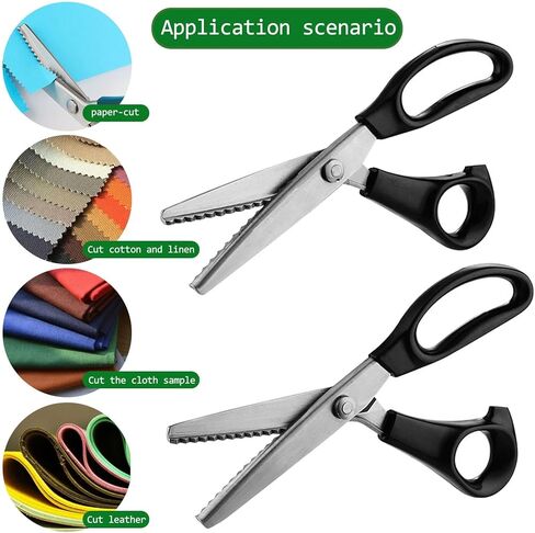 مقصات SourceTon Professional Pinking، مقص قماشي مكون من قطعتين مع شفرات قابلة للتبديل (5 مم متعرج وأسنان سكالوب) للخياطة والجلود واللحف والحرف الورقية - الفولاذ المقاوم للصدأ، مقبض مريح in Saudi Arabia