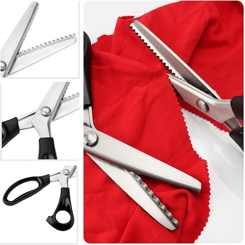 مقصات SourceTon Professional Pinking، مقص قماشي مكون من قطعتين مع شفرات قابلة للتبديل (5 مم متعرج وأسنان سكالوب) للخياطة والجلود واللحف والحرف الورقية - الفولاذ المقاوم للصدأ، مقبض مريح in Saudi Arabia