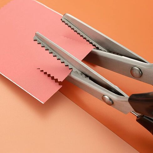 مقصات SourceTon Professional Pinking، مقص قماشي مكون من قطعتين مع شفرات قابلة للتبديل (5 مم متعرج وأسنان سكالوب) للخياطة والجلود واللحف والحرف الورقية - الفولاذ المقاوم للصدأ، مقبض مريح in Saudi Arabia