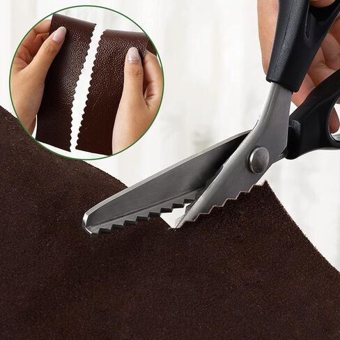 مقصات SourceTon Professional Pinking، مقص قماشي مكون من قطعتين مع شفرات قابلة للتبديل (5 مم متعرج وأسنان سكالوب) للخياطة والجلود واللحف والحرف الورقية - الفولاذ المقاوم للصدأ، مقبض مريح in Saudi Arabia