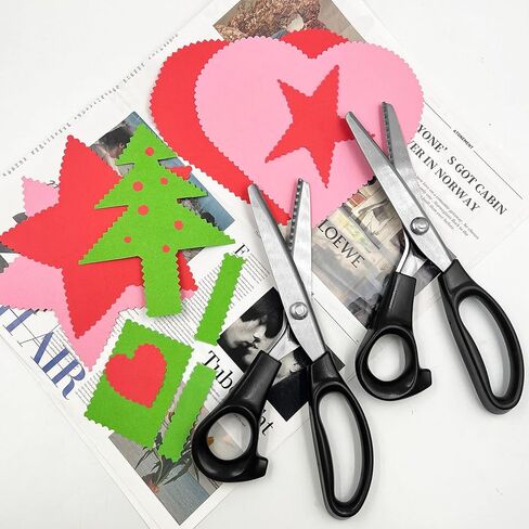 مقصات SourceTon Professional Pinking، مقص قماشي مكون من قطعتين مع شفرات قابلة للتبديل (5 مم متعرج وأسنان سكالوب) للخياطة والجلود واللحف والحرف الورقية - الفولاذ المقاوم للصدأ، مقبض مريح in Saudi Arabia