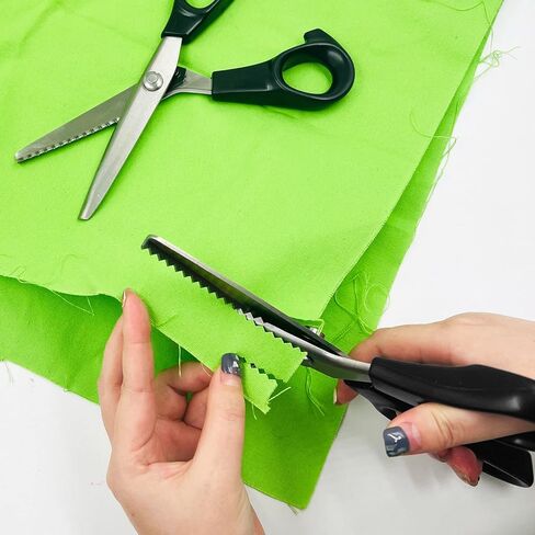 مقصات SourceTon Professional Pinking، مقص قماشي مكون من قطعتين مع شفرات قابلة للتبديل (5 مم متعرج وأسنان سكالوب) للخياطة والجلود واللحف والحرف الورقية - الفولاذ المقاوم للصدأ، مقبض مريح in Saudi Arabia