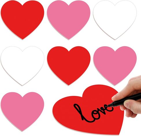 Whaline 120 Pcs Valentine's Day Heart Cutouts Cut-Outs Pink Red White Large Heart Shape Paper Cutting with 200 Pcs Glue Points for DIY Crafts Wedding Party Classroom Bulletin Board in Saudi Arabia