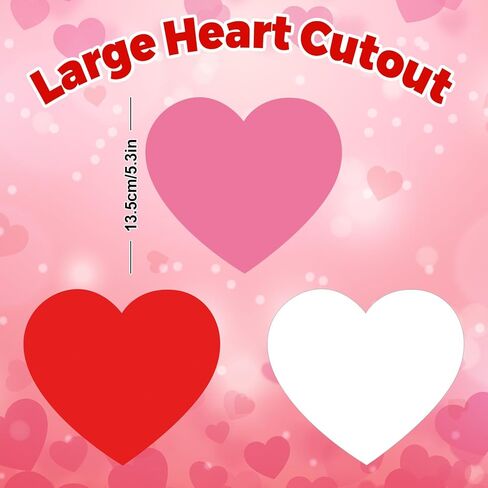 Whaline 120 Pcs Valentine's Day Heart Cutouts Cut-Outs Pink Red White Large Heart Shape Paper Cutting with 200 Pcs Glue Points for DIY Crafts Wedding Party Classroom Bulletin Board in Saudi Arabia