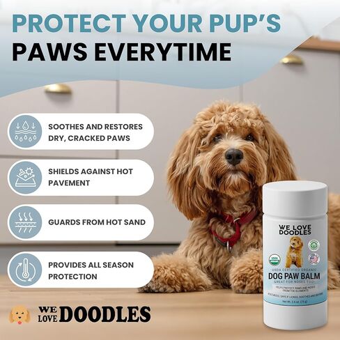 بلسم مخالب الكلاب من We Love Doodles - مرطب مخالب للكلاب، يرطب الأنف والأقدام المتشققة، يهدئ البشرة الجافة، آمن لللعق، صنع في الولايات المتحدة الأمريكية، 2.6 أونصة in Kuwait