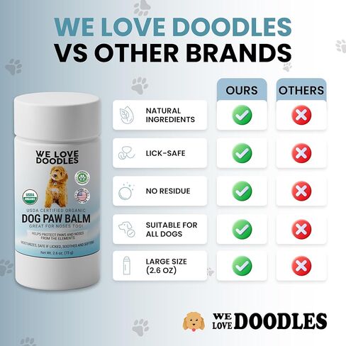 بلسم مخالب الكلاب من We Love Doodles - مرطب مخالب للكلاب، يرطب الأنف والأقدام المتشققة، يهدئ البشرة الجافة، آمن لللعق، صنع في الولايات المتحدة الأمريكية، 2.6 أونصة in Kuwait