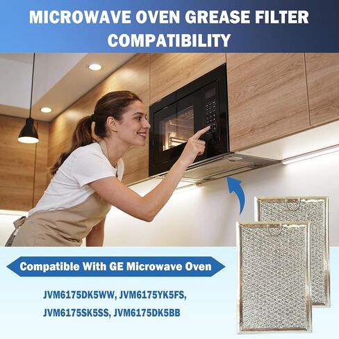 2 Pack Microwave Grease Filter Fit for GE JVM6175DK5WW, JVM6175YK5FS, JVM6175SK5SS, JVM6175DK5BB Microwave Replacement Part in Saudi Arabia