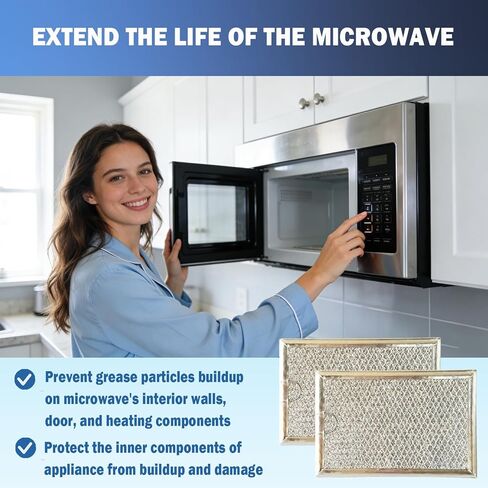 2 Pack Microwave Grease Filter Fit for GE JVM6175DK5WW, JVM6175YK5FS, JVM6175SK5SS, JVM6175DK5BB Microwave Replacement Part in Saudi Arabia