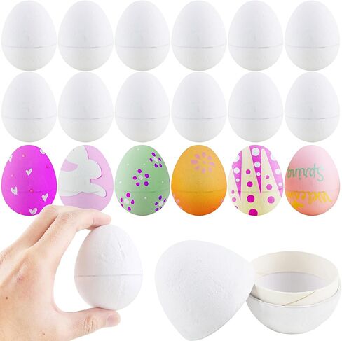 20 حزمة 3 بوصة من الورق الأبيض لبيض عيد الفصح DIY بيض عيد الفصح قابل للتعبئة بيض عيد الفصح الفارغ لألعاب صيد عيد الفصح لتزيين الحفلات in Kuwait