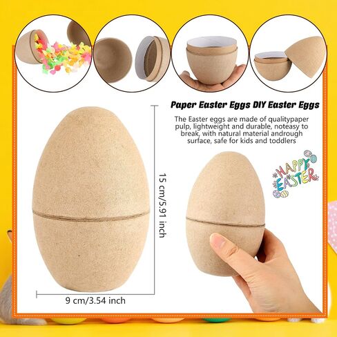 20 Pcs 6 Inch Large Brown Paper Easter Eggs DIY Paper Eggs Unpainted Easte Eggs Craft Bulk for Basket DIY Hunts Decorations Supplies in Saudi Arabia