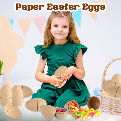 20 Pcs 6 Inch Large Brown Paper Easter Eggs DIY Paper Eggs Unpainted Easte Eggs Craft Bulk for Basket DIY Hunts Decorations Supplies in Saudi Arabia