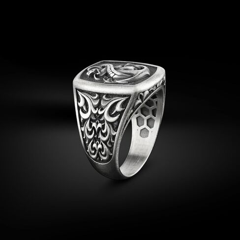 Unique Snake and Anchor Sterling Silver Men Signet Ring, Handmade Silver Ring, Dainty Sailor Jewelry, Daint Silver Men Rings, Gifts for Him in Saudi Arabia